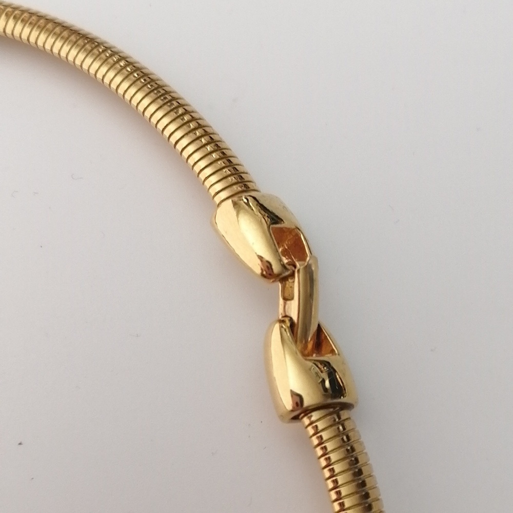 Vintage Napier Necklace  Goldplated Omega Chain Pearlized Peach Enamel Collar - Picture 5 of 10